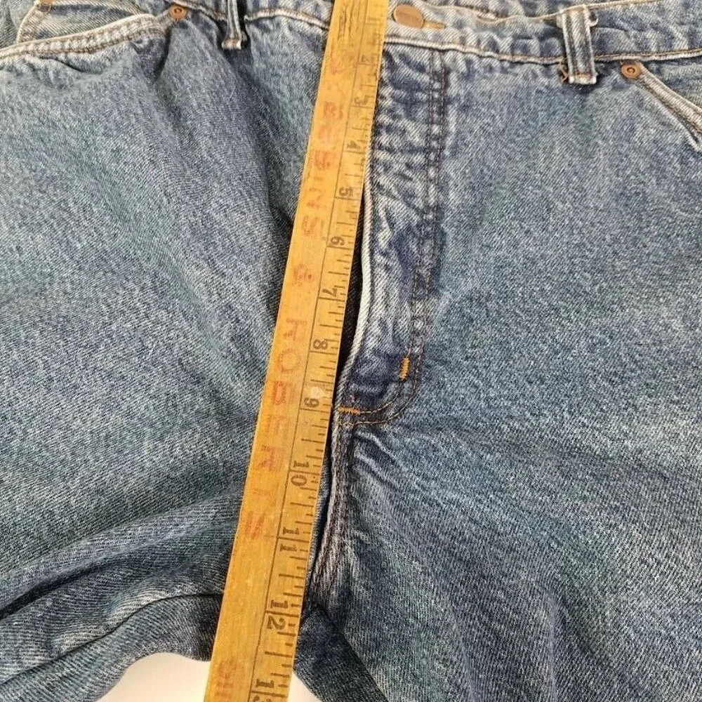 Lands End Jeans Mens 38x27 Square Rigger Red Plaid Flannel‎ Lined Medium Wash